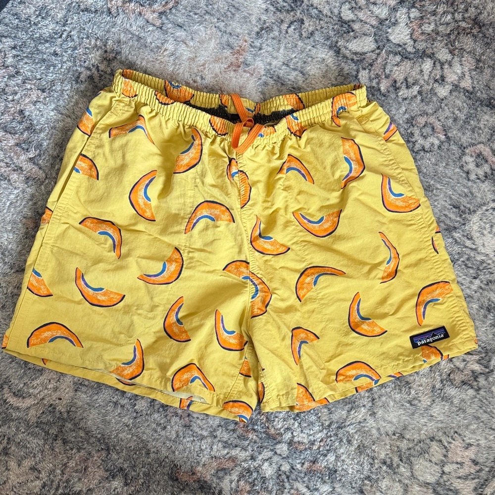 Patagonia Baggies with Cantaloupe Pattern